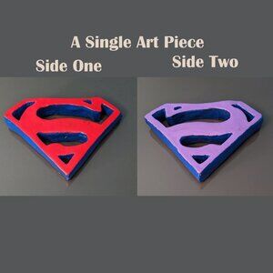 Superhero Ceramic Art Superman & Bizarro inspired Two-sided Ceramic Piece; DC